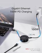 Mini USB C Docking Station Dual HDMI Monitor FORIDA USB C to USB Dock Hub with Gigabit Ethernet 100W Power Delivery Micro SD Card Reader for MacBook/Dell/HP/Lenovo ThinkPad/Surface (Black)