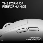 Logitech G PRO X SUPERLIGHT 2 Wireless Gaming Mouse, 60g Pro-Grade with 5 Programmable Buttons, 44k DPI Sensor, 8kHz Report Rate, USB-C Charging for PC/Mac - White