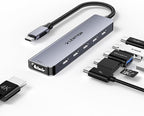 LENTION 6-in-1 USB C Hub Dock with a 4K @60HZ HDMI Display, 4 XUSB-C 3.2 Gen 2, 10 Gbps, PD 100W Charging and for iPhone15 Series, New MacBook Pro, Mac Air, More (CE33, Space Gray)