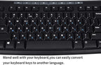 2PCS Hebrew English Keyboard Stickers Black Background with Blue Letters Replacement Stickers for PC Computer Laptop Notebook Desktop Keyboards -Each Unit: 0.43" x 0.51"