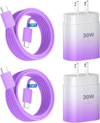 Phone 15 Charger Fast Charging,30W USB C Wall Chargers,Phone 15 Pro Max Charger Block &10FT Long USB C Cable Cord for Phones 15/15 Pro Max/15 Pro/15 Plus/Pro 12.9,S24 Ultra Plus,Purple Gradient