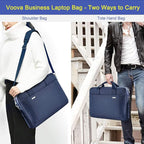 Voova Laptop Bag Case 17 17.3 Inch Computer Sleeve Messenger Bag with Shoulder Strap Expandable Waterproof Large Capacity Business Briefcase for Work Travel Fit 17-18” Laptop, Men Women, Blue