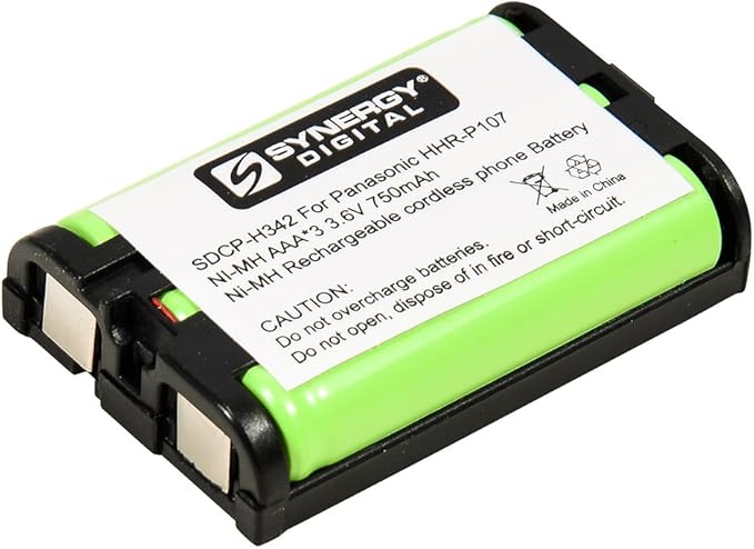 Synergy Digital Cordless Phone Battery, Compatible with Panasonic HHR-P107 Cordless Phone, (Ni-MH, 3.6V, 750 mAh) Ultra High Capacity, Replacement for Panasonic HHR-P107 Battery