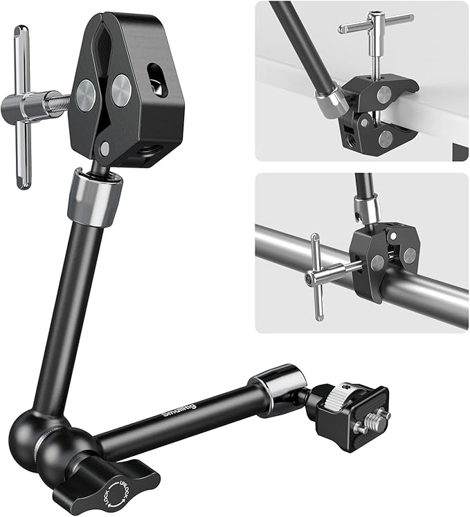 SMALLRIG 11 Inch Magic Arm with Crab-Shaped Clamp, Arm with 1/4"-20 Screw and Retractable Pins, for Action Cameras, Monitors, Video Lights, and Microphones - 5311
