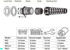 4 Pcs Waterproof Cable Gland,PG21(NPT 3/4) Thread(12.5-18mm),waterproof wire grommet Strain Relief Cord Connectors,Suitable for Various Electrical Installations ，Made of PA66 Material,