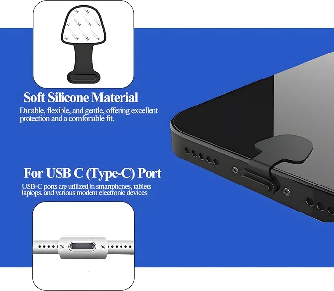 10 PCS USB Type C Anti Dust Plugs Cover, C-Type Port Dust Plug, Anti-Lost USB C Charging Port Dust Covers Protectors for 15 16 Plus Pro Max, Samsung, with Digital Product Cleaning Kit