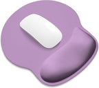 ITNRSIIET Ergonomic Mouse Pad with Wider Memory Foam Wrist Rest +17%, Curved Cushion Reduces Pressure 20%, Pain Relief, Non-Slip, Smooth, Cute Color Desk Accessory, 9.85 x 9 inch, Lavender Purple