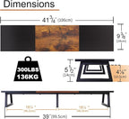 TEAMIX 42 inch Large Dual Monitor Riser, Extra Long Monitor Stand Riser for 2 Monitors, Wood & Steel Desktop Riser Desk Organization Home Office (Black+Brown, 42 inch)