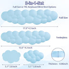 Cloud Wrist Rest Keyboard, Cloud Keyboard Wrist Pad Set with PU Leather Memory Foam, Cute Arm Rest for Palm Support, PC/Gaming Desk Accessories/Office Setup/Computer Hand Cushion - Blue