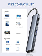 Dockteck 9-in-1 USB-C Hub: HDMI 4K@60Hz, Ethernet, 100W PD, Audio, 2x USB-A 5 Gbps, SD/TF Card Reader for MacBook, iPad, XPS, Microsoft