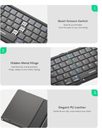 Samsers Foldable Bluetooth Keyboard with Touchpad, Full-Size Wireless Folding Keyboards with PU Leather, Support 3 Devices (BT5.1 x 3), Portable Travel Keyboard for iOS Android Windows Mac OS, Black