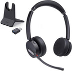 Yealink WH64 Hybrid DECT& Bluetooth Wireless Headset,492ft Range Dual Teams UC Zoom Headphones with DECT Dongle&Charging Stand, 3X Noise Cancelling Mic, 32H Talk Time,Headsets for PC,Phone,Laptop
