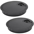 2 Pcs Desk Grommet 3-1/8" / 80 mm, Desk Cord Hole Cover, Cable Grommet Metal Zinc Alloy Materilal, Desk Hole Grommet for Home & Office Pc, Detachable Cable Cord Organizer-Flat Black