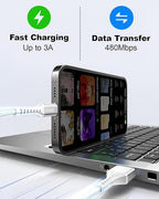 Multi Charging Cable 2Pack 4FT, 3 in 1 Charger Cable Braided Universal Phone Charging Cord with Lightning/Type C/Micro USB Ends, Multiple USB Cable for iPhone 16 15/Samsung/Google Cell Phones and More