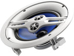 Audio 3-Way Premium in-Ceiling 8" Round Speaker, Dual 1-inch Silk Dome Tweeters, 9.5 Inch Cutout Diameter, Each, White