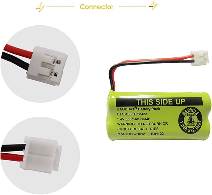 BT18433/BT28433 BT184342 BT284342 BT1011 BT-1011 Cordless Phone Battery CL80109 CS6209 TL90078 BT-8300 BATT-6010 CS6219 CS6229 BT-1018 BT-1022 (4Pack)