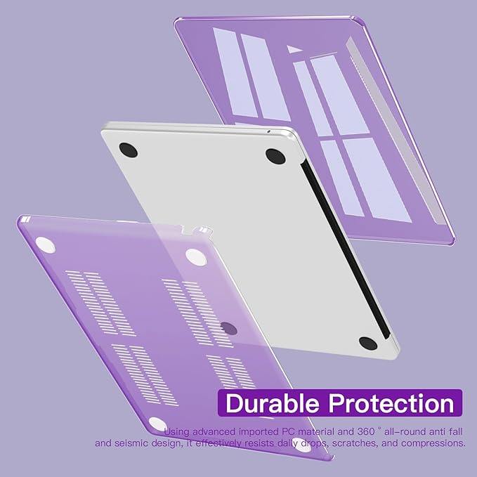 CISSOOK for MacBook Air 13.6 inch Case 2025 2024 2022 Release A3240 A3113 A2681 with Liquid Retina Display, Protective Hard Shell Case for MacBook Air 13 M2 M3 M4, Crystal Purple