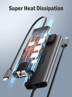 Lemorele USB-C Hub 6-in-1 with 4K@60Hz HDMI, Gigabit Ethernet,100W Power Delivery, USB-C and 2 USB-A 5 Gbps Data Ports for MacBook Air/Pro, Dell, Hp, XPS, and More