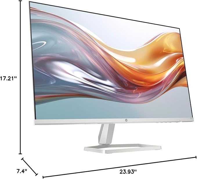 HP Series 5 527sw 27" 300 nits IPS FHD Monitor (Replaces M27FW) Adjustable Tilt, Flicker Free, Anti-glare, Ultra-thin, Low-Blue Light Filter, 1x HDMI, White/Silver w/DKZ Hub USB Port Expander (2 Pack)