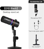 COMICA EJoy D10(D) USB Gaming Microphone – RGB Dynamic Mic with Noise Cancellation, XLR/USB-C, Real-Time Monitoring, Muting, Professional Studio Mic for Gaming, Streaming, Podcast, Recording (Black)