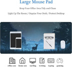 RTGGSEL 31.5x11.8 Inch Non-Slip Long Extended Large Gaming Mouse Pad with Stitched Edges XL Laptops Keyboard Mouse Mat(Forest Deer)