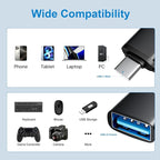USB C to USB A Adapter 6 Pack,USBC to USB Adapter,TypeC Male USBA Female 3.0 Adaptor,USBC OTG Adapters for iPhone 16 15,MacBook Pro,iPad,Samsung Galaxy,Black
