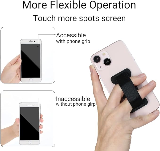 Phone Grip Holder for Hand, Universal Finger Strap Phone Holder, Finger Selfie Grip Compatible with Most Smartphones (Black Blue) -2Pack