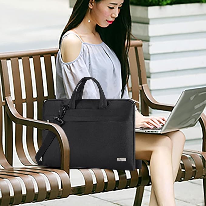 Voova Laptop Bag 15.6 Inch, Waterproof Computer Sleeve Carrying Case with Shoulder Straps & Handle Compatible with Macbook Air 15 M2/M3/M4, MacBook Pro 15/16, 15-16 Inch Hp Dell Lenovo Asus, Black