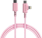Smartish 2 in 1 USB C to USB C/Lightning Cable - Crown Joule - 6 Ft Fabric Wrapped Fast Charging Cord - for iPhone, Galaxy, Pixel - 100W Dual Fast Charger for Phones/Laptops - I'm Blushing