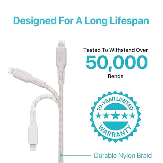 BLACK+DECKER USB C to Lightning Cable - Fast Compatible iPhone Lightning Cable - Durable Braided Type C iPhone Charger Cord - for Travel and Daily Use - Multiple Colors and Lengths - 6ft