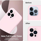 FireNova Designed for iPhone 13 Pro Max Case, Silicone [Camera Protection] Phone Case with [2 Screen Protectors], Soft Anti-Scratch Microfiber Lining Inside, 6.7 inch, Chalk Pink