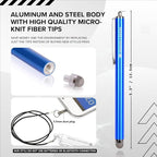 The Friendly Swede Mesh Tip Stylus Pen for Touchscreen — 3-Pack Micro-Knit Capacitive Stylus Pen for iPad & iPhone with 3 Replaceable Fiber Tips, Elastic Lanyards & Screen Cleaning Cloth