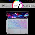 Touchpad Keyboard Case for iPad (A16) 11th Gen 2025/iPad 10th Generation 2022, Backlit Trackpad Keyboard Folio Smart 360° Rotatable Stand Cover with Pencil Holder, Silver