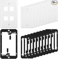FGB 4-Port Keystone Wall Plate, with Low Voltage Mounting Bracket, with Single Gang Decorator Wall for RJ45, HDMI, and Coax Keystone Inserts, White, 10-Pack