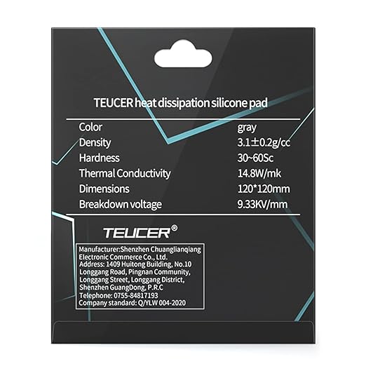 Thermal Pad 14.8 W/mK, 120x120x0.5mm, Non Conductive Heat Resistance High Temperature Resistance, Silicone Thermal Pads for Laptop Heatsink GPU CPU LED Cooler (0.5mm)