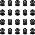 Cable Gland 20 Pack Plastic Waterproof Adjustable Connector 9-14mm PG16 Strain Relief Cord Connectors Joints Nylon with Gaskets