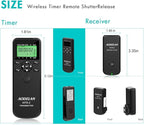 Wireless Shutter Intervalometer Timer Control with LCD and HDR for Nikon D750, D5300, D5600, D7200, D7500, Z6, Z7, Z9, D800, D850, Coolpix P1000