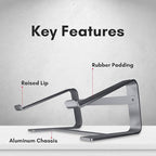 Macally Aluminum Laptop Stand for Desk - Works with All MacBook/Pro/Air & Laptops Between 10” to 17.3” - Sleek and Sturdy Laptop Riser - (ASTANDSG), Space Gray