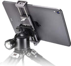 Full Metal Tablet Tripod Holder – Compatible with iPad mini, Air, Pro | 1/4" Screw & ARCA Dovetail Mounts | Universal Tablet Clamp Adapter