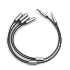 REXUS Grey 2-Pack 3.5mm Y Splitter Stereo Audio Cable 4-Pole Male to 2 Female for Headphone, Headset Splitter Adapter Extension Aux Cable, Compatible MobilePhone and New Version Laptop(M22F35Gx2)