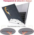 for MacBook Air 13 inch Case 2021 2020 2019 2018 Release M1 A2337 A2179 A1932 Retina Display with Touch ID, Shiny Plastic Hard Shell Case Keyboard Cover Screen Protector, Astronaut Moon
