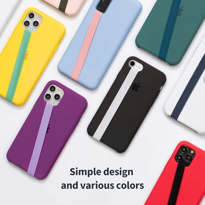 Sinjimoru Stretchable Silicone Phone Strap, Flexible and Elastic Grip Holder for iPhone & Android, Secure Phone Loops Finger Grip with Wireless Charging Support Sinji Loop White