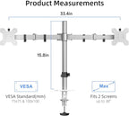 Suptek Dual Monitor Desk Mount, Adjustable Dual Monitor Arm for 2 Monitor Screens up to 38 inch, Extra Tall 15.75" Pole Monitor Stand for Desk, Holds up to 22 lbs,Silver(MD9442MS)
