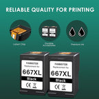 667XL 667 XL 667 Ink Cartridges Replacement for hp 667 Ink cartridges Black and Color Work for Deskjet Ink Advantage 1275 2375 2775, Deskjet Ink Advantage Plus 6075 6475 6476 (2 Black)