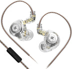 keephifi KZ EDX Pro in Ear Monitors with Microphone KZ IEM Earphones Dual DD HiFi Stereo Sound Wired Earphones Noise Cancelling Earbuds for Musicians Singer Audiophiles (White, with Mic)