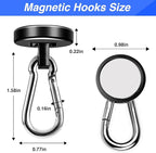 LOVIMAG Strong Magnetic Hooks, 70LBS Magnetic Hooks Heavy Duty Strong Neodymium Magnets with Carabiner Hook, Magnet Hooks with Swivel for Kitchen, Hanging, Cruise, Grill, Refrigerator - 12 Pack Black