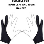 AKX Artist Glove, Palm Rejection Drawing Glove for Graphic Tablet, iPad - Smudge Guard, 2-Finger, Good for Left and Right Hand (Black, Xsmall, 2 Pack)