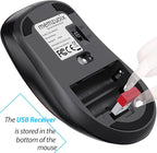 memzuoix 2.4G Wireless Mouse, 1400 DPI Computer Mouse with USB Receiver, Portable Wireless USB Mice Battery Powered Cordless Mice for Laptop, PC, Desktop, 5 Buttons (Black)