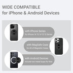 Grat 3 Lite Magnetic Phone Loop, [Nylon-core Silicone Strap] 360° Rotatable Phone Grip, Detachable Finger Holder Compatible with Magsafe for iPhone 16 15 14 13 12 Pro/max, Black