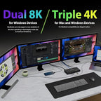 IOGEAR Quantum Thunderbolt 5 Dock Pro - 10 Devices - 80gbps - 2.5G - TB5 Host Dual 8K 60hz / Triple 4K Display 120hz - USB-A, SD 4.0, Audio - TAA - 140W Host Power - Includes PSU - Win 11 — GTD58KTAA